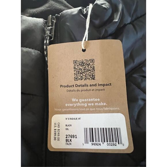 Patagonia Women's Black Radalie Mock Neck Zip Up Puffer Jacket Size XXL NWT - Picture 7 of 7